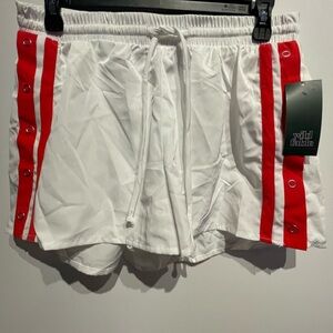 Wild Fable Women's Track Jogger Shorts White/Red Size Small NWT